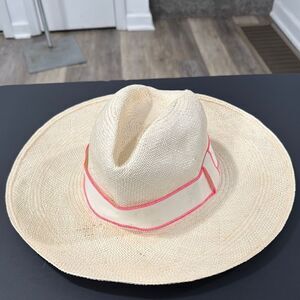 ARTESANO Stylish Cream Hat with Pink Trim